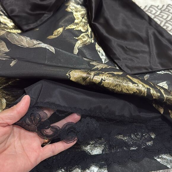 (N5) Trina Turk Taylor Metallic Floral Print Mini Dress,Black Gold Cocktail Sz 2 - Picture 11 of 16